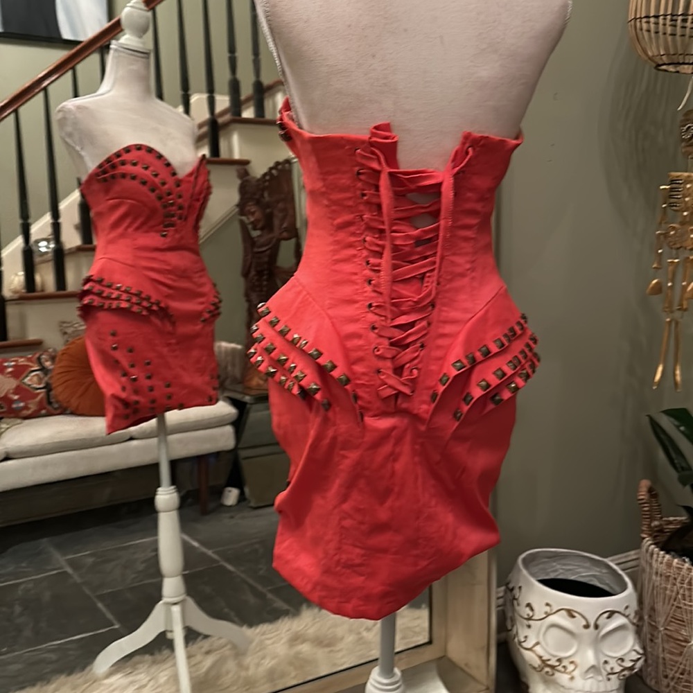 CORAL STUDDED DRESS - Picture 5 of 5
